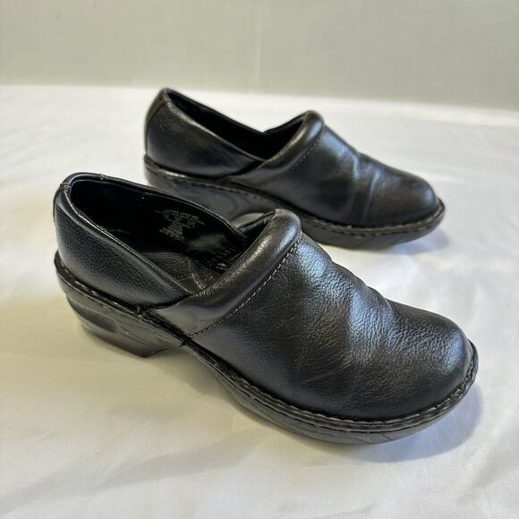 Thom Mc An Clogs Womens 9 M US Black Leather Slip On Shoes Walking Work - Picture 1 of 10